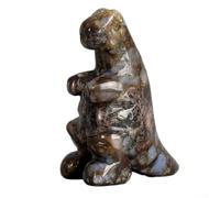 Jade 2 inch dinosaur carving statue made of natural stone gem craft for home office decoration with auspicious symbolism (Blue flashes)