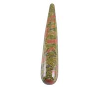 Jade and Stone Muscle Pulling Rod Acupoint Massage Meridian Pen Foot Massage Acupoint Pen Pointed Jade and Stone Massage Rod, Flower Green