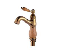 Jade Antique Vintage Sink Mini Tap Mediterranean Pull Type Telescopic Brass Small Hot and Cold Water Faucet Vintage Retro Marble Rotate Spray Counter Under The Basin Mixer Tap Vess (Gold)