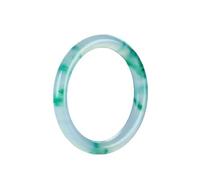 Jade Bangle Bracelet, A-grade Fine Round Ice-type Floating Flowers Emerald Color Quartzite Design, Great for a Girlfriend's Gift