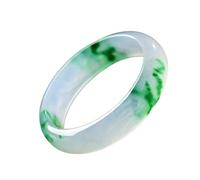 Jade Bangle Bracelet for Wome Eternity White and Green Floating Flowers Quartz Bangle (White and green_54mm)