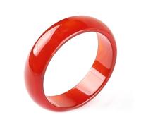 Jade Bangle Bracelet for Women, Natural Red Orange Chalcedony Agate Bangle Jewelry (Red_54mm)