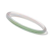 Jade Bangle Bracelets for Women, Blue Green White Agate Chalcedony Round Natural Gemstone Gift