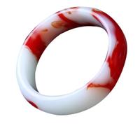 Jade Bangle for Women, Natural A-Grade Red White Feng Shui Jade Round