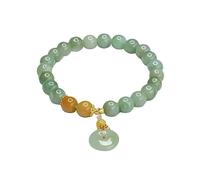 Jade bracelet for women,beaded jade bracelet,Fengshui Natural Jade Beaded Stretch Bracelets for Women, Fashion Good Luck Protection Tassels Jewelry Healing Bracelets for 6.3-7.1 Inches Wrist Gifts