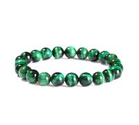 Jade Bracelet for Women Men, Green Tiger Eye Stone Gemstone Handmade Round Beaded Stretch