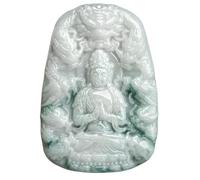 Jade Buddha Necklace, Guan Yin Pendant Necklace, Hand Carved Natural Jadeite Lucky Amulet, Quan Yin Buddha Pendant Necklaces Feng Shui Jewelry Gifts for Women Men