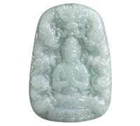 Jade Buddha Necklace, Guan Yin Pendant Necklace, Hand Carved Natural Jadeite Lucky Amulet, Quan Yin Buddha Pendant Necklaces Feng Shui Jewelry Gifts for Women Men