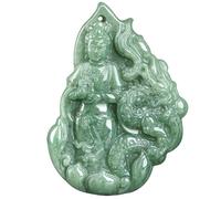 Jade Buddha Necklace, Guan Yin Pendant Necklace, Hand Carved Natural Jadeite Lucky Amulet, Quan Yin Buddha Pendant Necklaces Feng Shui Jewelry Gifts for Women Men