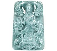 Jade Buddha Necklace, Guan Yin Pendant Necklace, Hand Carved Natural Jadeite Lucky Amulet, Quan Yin Buddha Pendant Necklaces Feng Shui Jewelry Gifts for Women Men