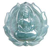 Jade Buddha Necklace, Guan Yin Pendant Necklace, Hand Carved Natural Jadeite Lucky Amulet, Quan Yin Buddha Pendant Necklaces Feng Shui Jewelry Gifts for Women Men