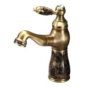 Jade Draw-Copper Bathroom Basin Hot and Cold Splash-Proof Faucet, Antique Dwarf - Coffee Jade
