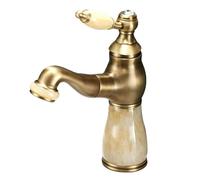 Jade Draw Copper Bathroom Basin Hot and Cold Splashproof Faucet, Antique Dwarf - Topaz