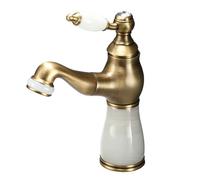 Jade Draw Copper Bathroom Basin Hot and Cold Splashproof Faucet, Antique Dwarf - White Jade
