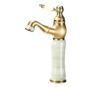 Jade Draw Copper Bathroom Basin Hot and Cold Splashproof Faucet, Antique High-Jade