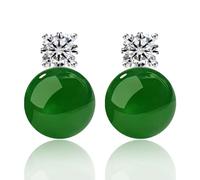 Jade Earrings for Women Green Gemstone Earrings Teardrop Dangle Earings Emerald Huggie Hoop Earring Elegant Jewelry Gifts for Women (C:Emerald CZ)