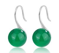 Jade Earrings for Women Green Gemstone Earrings Teardrop Dangle Earings Emerald Huggie Hoop Earring Elegant Jewelry Gifts for Women (D:Emerald Hook)