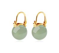 Jade Earrings for Women Green Gemstone Earrings Teardrop Dangle Earings Emerald Huggie Hoop Earring Elegant Jewelry Gifts for Women (A0:Green Huggie)
