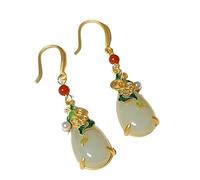 jade earrings for women, Green Jade Earrings For Women Jewelry Emerald Green Drop-Shaped Water Drop Earrings For Women Natural Hetian Jade
