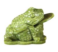 Jade Frog with Coin in Mouth 4.3" Wealth & Success Symbalized Money Frog Good Fortune Feng Shui Decor Decorative Frog Decor Gift for Business Friends & Relatives