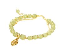 Jade Gold Bracelet Natural Double Layer Adjustable Classic Bracelet For Women Bow Earrings Christmas (Green, One Size)