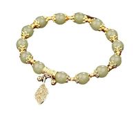 Jade Gold Bracelet Natural Double Layer Adjustable Classic Bracelet For Women Flower Dangle Earrings for Women (Green, One Size)