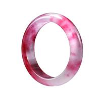 Jade, Ice Translucent Quartzite Jade Floating Red Flower Bangle For Women, Handmade Good Luck Gift Inner diameter 60-61mm