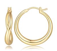 JADE KOS 14K Gold Earrings for Women Gold Hoop Earrings for Women Hoop Earring for Womens Hoops Irregular and Twisted Lines Dainty Hoops Earring for Womens 25mm