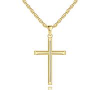 JADE KOS Cross Necklace for Men 14K Gold Cross Necklaces Chain for Men Paired with 3.5MM Twist Chain Power of Minimalism Mens Crosses Necklace Pendant 20/22/24in, 20 inches, Gold, No Gemstone