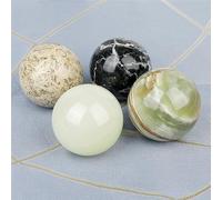 Jade & Marble Decorative Spheres, 4 Pieces Set, 2 inches Round Natural Stone Balls, Healing Home Decor Set Healing Afghan Crystal Sphere Figurine Gemstone,Feng Shui Home Desk
