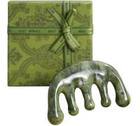 Jade Meridian Massage Comb for Face & Scalp, Natural Stone, Stimulates Blood Circulation, Relieves Tension, and Promotes Meridian Flow, Multi-Purpose Head Massager for Relaxation & Wellness (Green)