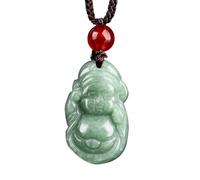 Jade Pendant Green Natural Real Laughing Buddha Necklace - Good Luck 925 Silver Chain Amulet Jewelry Gifts