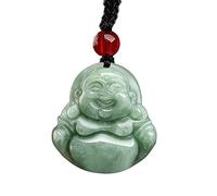 Jade Pendant Green Natural Real Laughing Buddha Necklace - Good Luck 925 Silver Chain Amulet Jewelry Gifts