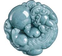 Jade Pi Xiu Necklace for Women and Men, Feng Shui Necklace, Hand Carved Jadeite Porsperity Pi Yao Jade Pendant Lucky Amulet for Attract Wealth Good Luck
