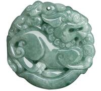 Jade Pi Xiu Necklace for Women and Men, Feng Shui Necklace, Hand Carved Jadeite Porsperity Pi Yao Jade Pendant Lucky Amulet for Attract Wealth Good Luck