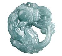 Jade Pi Xiu Necklace for Women and Men, Feng Shui Necklace, Hand Carved Jadeite Porsperity Pi Yao Jade Pendant Lucky Amulet for Attract Wealth Good Luck