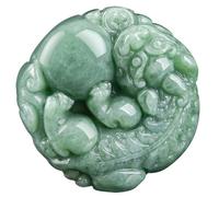 Jade Pi Xiu Necklace for Women and Men, Feng Shui Necklace, Hand Carved Jadeite Porsperity Pi Yao Jade Pendant Lucky Amulet for Attract Wealth Good Luck
