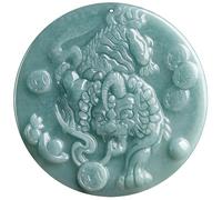 Jade Pi Xiu Necklace for Women and Men, Feng Shui Necklace, Hand Carved Jadeite Porsperity Pi Yao Jade Pendant Lucky Amulet for Attract Wealth Good Luck