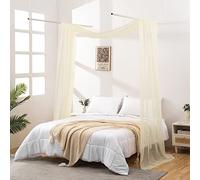 JADE POKE Beige Sheer Bed Canopy Scarf, 52 x 144 Inch Long, Twin Size, Bed Curtain