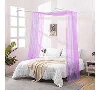JADE POKE Queen Bed Canopy Curtains - 216 Inch Long, Purple Sheer Canopy for Girls
