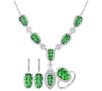 Jade Ring Adjustable Women's Jewelry Set with Earrings and Necklace, Three-Piece Gift Set for Any Occasion, Perfect for Birthdays and Special Events