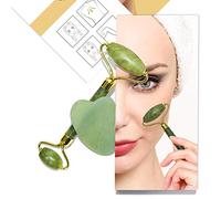 Jade Roller Gift Set, Gua Sha facial Massager, 100% natural jade anti aging skin tightening Massager, Face slimming for cheeks, Double chin and under eye tightening, Traditional Chinese Skin care tool