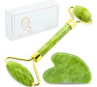 Jade Roller & Gua Sha Facial Tools, Natural Anti-Aging Jade Beauty Skin-Care Tool Face Roller to Rejuvenate Facial Skin Cooling, Slimming & Firming, Great as Stocking Stuffers