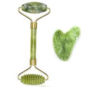 Jade Roller, Gua Sha Massage Set, Face Roller For Eye Puffiness Treatment, Skin Tightening, Rejuvenate & Neck, Natural Green Slimming Stone Anti-Aging Body Neck Lymphatic Drainage Tool Reduce Wrinkles