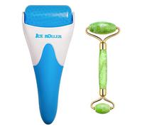 (Jade Roller + Ice Roller) Two In One Ice Roller for Face & Eye Puffiness relief and Jade Roller for Face Eyes Body Neck Facial Massage Roller