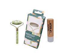 Jade Roller Made with Real Jade, Best with Serums + Face Creams with Free Peach Lip Balm