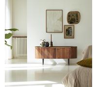 Jade - Solid sheesham wood and marble TV unit, 130 cm Brown