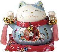 JADE TEMPLE Porcelain Money Box Maneki Neko, Blue, Standard Size