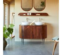 Jade - Vanity unit in solid sheesham wood and marble, 120 cm Brown
