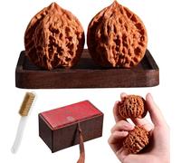 Jade Walnuts, Chinese Walnuts Fidget 2pcs Chinese Exercise Walnuts with Gift Box & Brush Traditional Stress Relief Hand Fidget for Relaxation Focus (B 38-39mm)